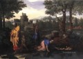 La exposición de Moisés, pintor clásico Nicolas Poussin.